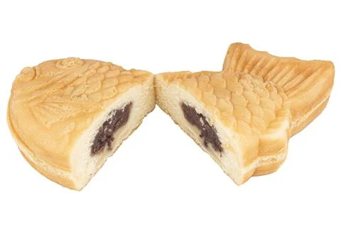 Taiyaki with red bean paste isolated on white background Stock Photos