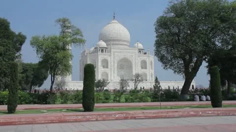 Taj Mahal framed by trees Video stock 10803600