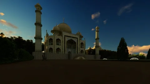 Taj Mahal front view camera panning left to right 4K Stock Footage 105806027
