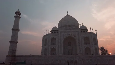 Taj mahal front view during colorful sunrise Stock Footage 120105976