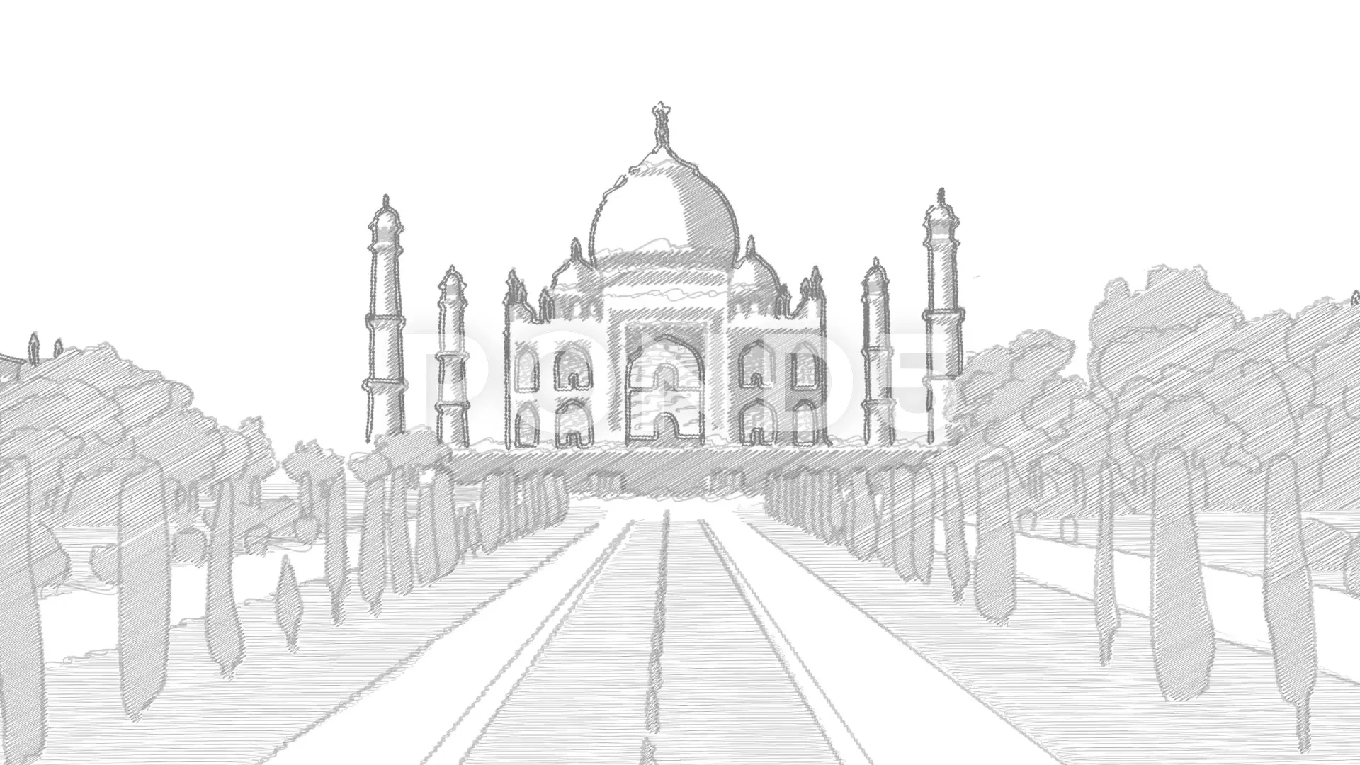Taj mahal line icon - indian palace simple linear Vector Image