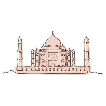 Taj Mahal one line vector illustration Stock Illustration