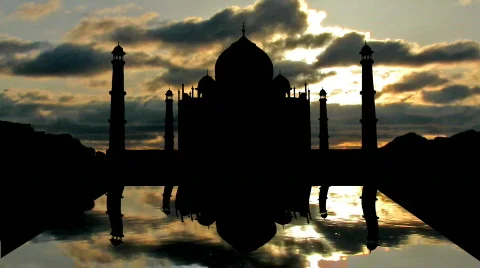 TAJ MAHAL reflecting Stock Footage