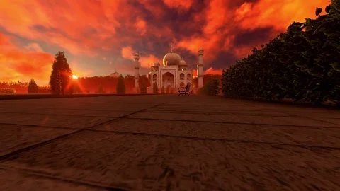 TAJ MAHAL ON SUNSET,BEAUTIFUL SCENE Stock Footage