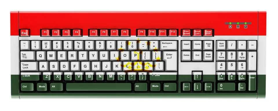 Tajik flag painted on computer keyboard. 3D rendering Illustrazione stock