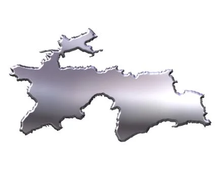 Tajikistan 3D Silver Map Stock Illustration