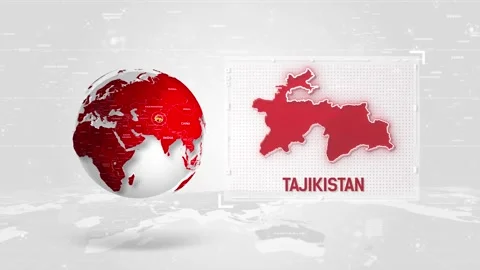 Tajikistan 4K Tech Map Beside Globe On White Background Stock Footage 338240356