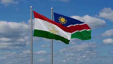 Tajikistan and Namibia waving flags Stock Footage 287957663