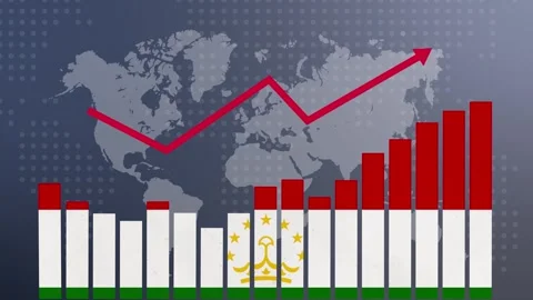 Tajikistan bar chart graph with ups and downs, increasing values, concept o.. Vidéo 281074586