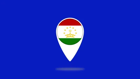 Tajikistan flag bouncing on map pointer on blue background 動画素材 317694221