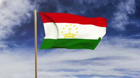 Tajikistan flag with cloud waving in the wind. Green screen, alpha matte Video stock 48978765