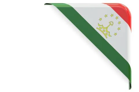 Tajikistan flag corner, button, label. 3D rendering Stock Illustration