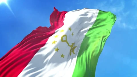 Tajikistan Flag Low Angle View Stock Footage 295698462