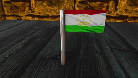 Tajikistan Flag Post - Orbiting Shot Video stock 271116594