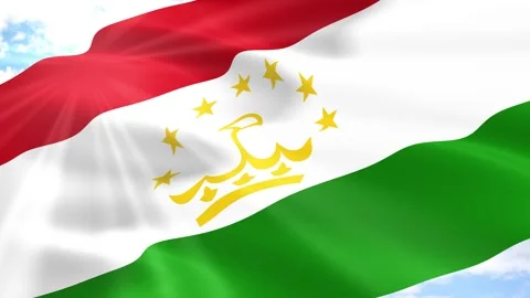 Tajikistan Flag Seamless Loop 4k 60fps on Sky Background Stock Footage 341552675
