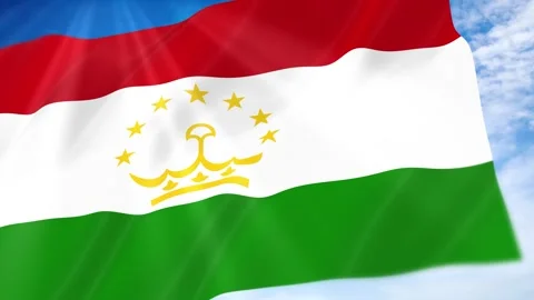 Tajikistan Flag Seamless Loop 4k 60fps on Sky Background Stock Footage 341678444