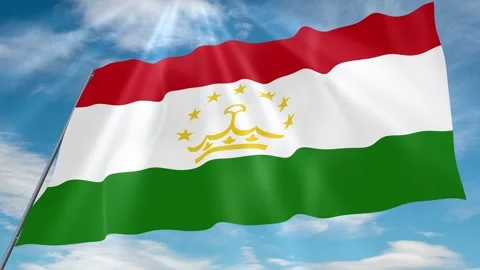 Tajikistan Flag Seamless Loop 4k 60fps on Sky Background Stock Footage 341767214