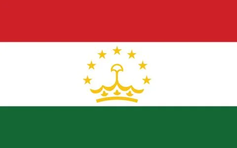 Tajikistan flag vector graphic. Rectangle Tajikistani flag illustration. Taji Stock Illustration