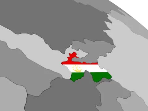 Tajikistan on globe with flag Stock Illustration
