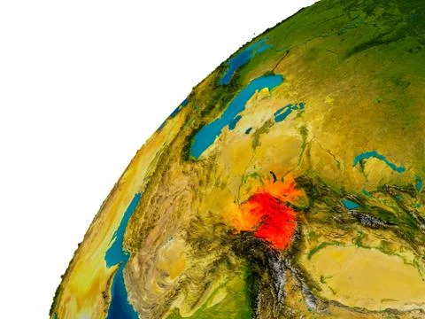 Tajikistan on globe Stock Illustration