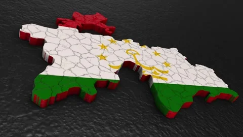 Tajikistan map 3d. 3d map of Tajikistan. Stock Footage 275712013