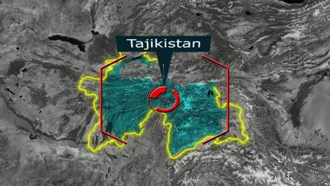 Tajikistan Map - Cyber Attack Video stock 268858181