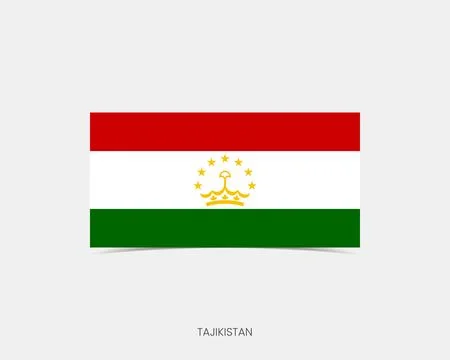 Tajikistan Rectangle flag icon with shadow. Illustrazione stock