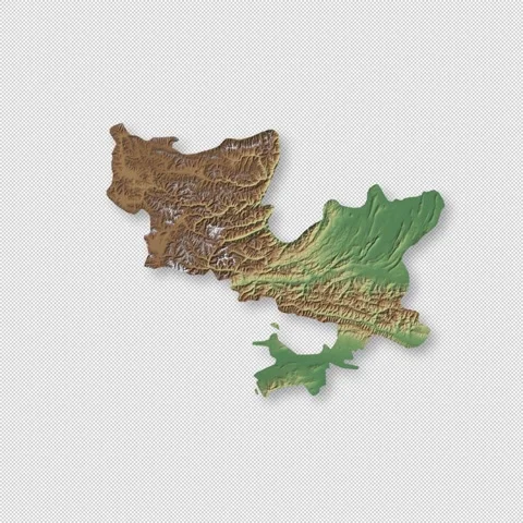 Tajikistan Rotating 3D Relief Map Seamless Loop, Alpha Channel 4K Video stock 340699076