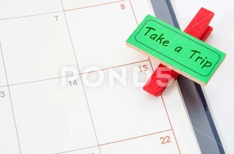Tak a trip wood clip Tag on schedule. Stock Photos