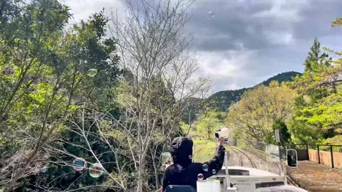 Takachio Trian Bubble Gun Fun- Scenic Ride in Miyazaki, Japan Stock Footage 310860722
