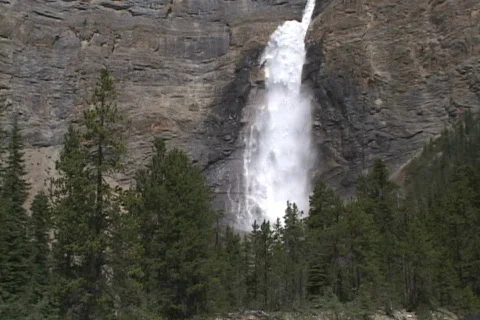 Takakkaw Falls MS pull to WS RiverFG Stock Footage 148903