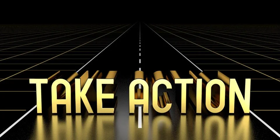 Take action concept, road - 3D rendering 库存插图