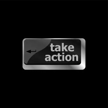 Take action key on a computer keyboard, business concept Stock Illustration
