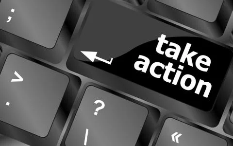 Take action key on a computer keyboard, business concept Stock Illustration