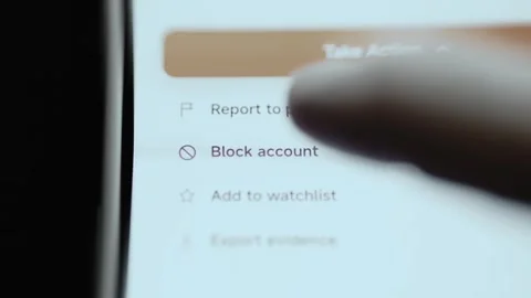Take Action Menu Offering Report Block Account And Watchlist 4K Stock Footage 341853105
