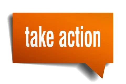 Take action orange 3d speech bubble Illustrazione stock