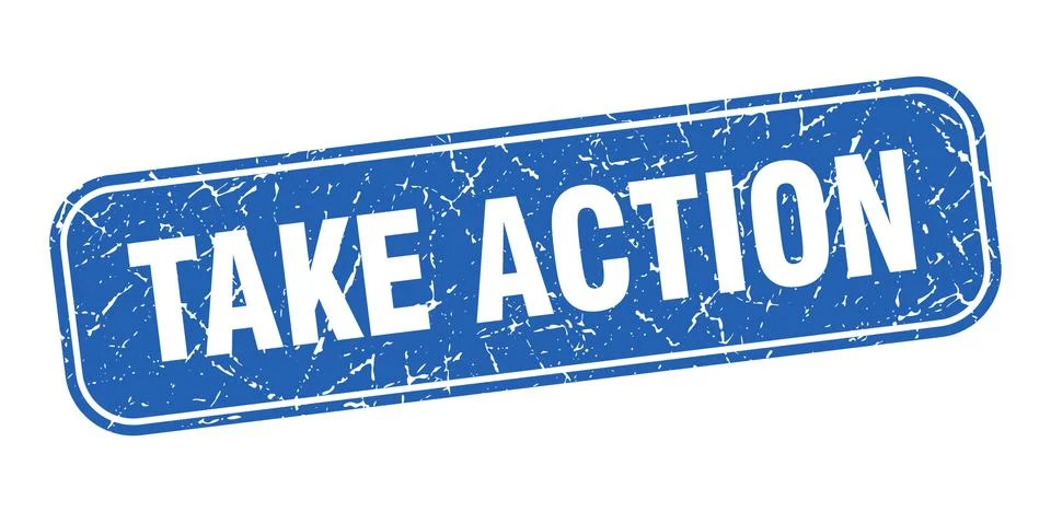 Take action stamp. take action square grungy blue sign Illustrazione stock