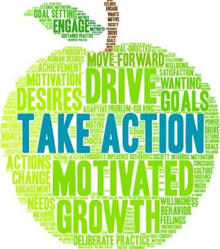 Take Action Word Cloud Illustrazione stock