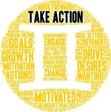 Take Action Word Cloud Illustrazione stock