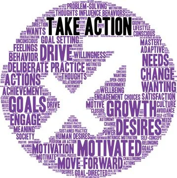 Take Action Word Cloud Stock Illustration