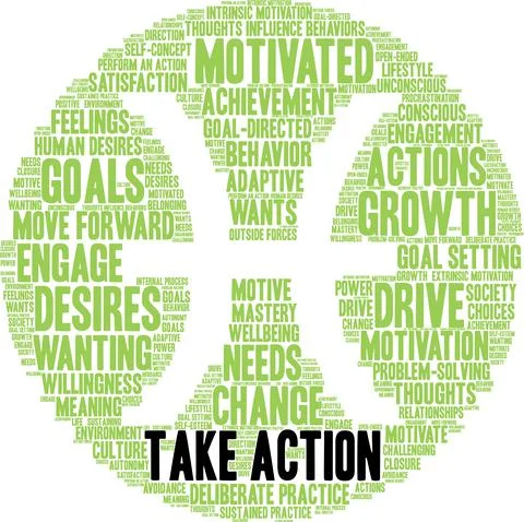 Take Action Word Cloud Stock Illustration