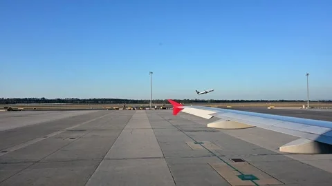 Take-off of the aircraft, a view from the aluminator Stock Footage 252098763