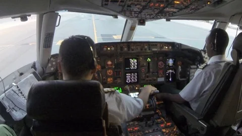 Take off  and landing from the cabin of the capitain Stock Footage 72587600