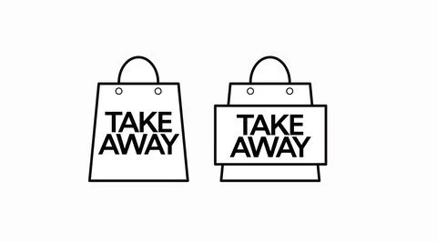 Take Away Bag Icon Set Stock Illustration