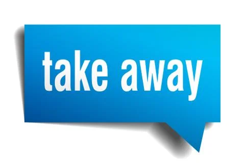 Take away blue 3d speech bubble Stock Illustration