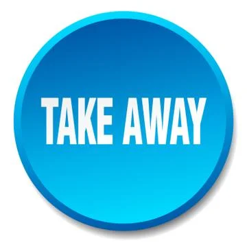 Take away blue round flat isolated push button Stock Illustration
