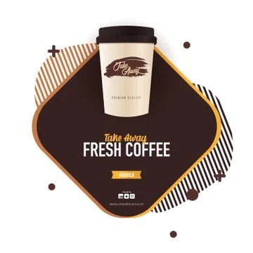 Take Away Coffee ads with cup. Fresh Espresso. Top view. Stock Illustration