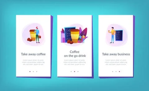 Take away coffee app interface template. Stock Illustration