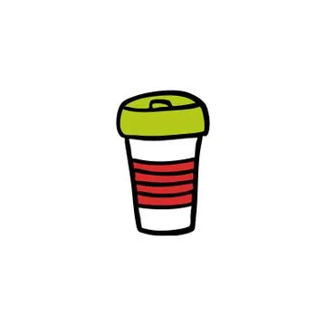 Take away coffee cup doodle icon, vector hand draw illustration Stock Illustration