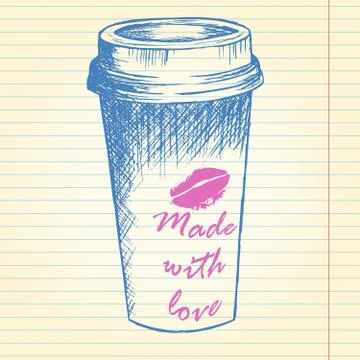 Take away coffee cup on notebook background Stock Illustration